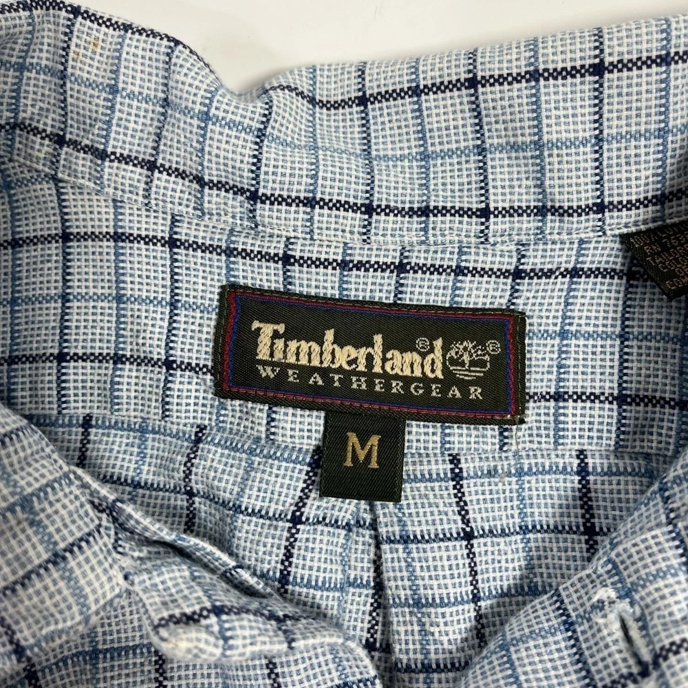 Timberland Weathergear Shirt Mens Med Blue Long Sleeve Button‎ Down Vintage EUC